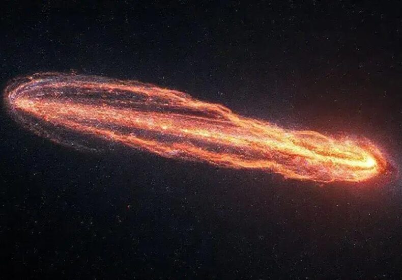 Rare Multi-Tailed Interstellar Comet 3I/ATLAS Captured Beside Galaxy